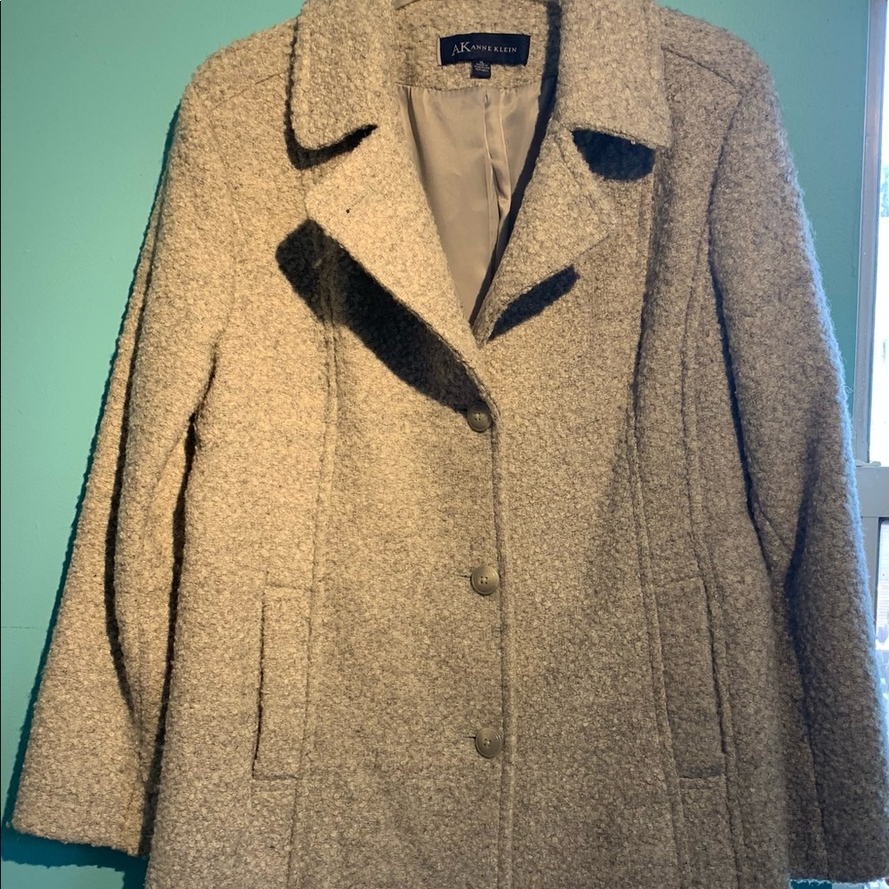 Anne Klein grey/silver blue pea coat in size XL.
